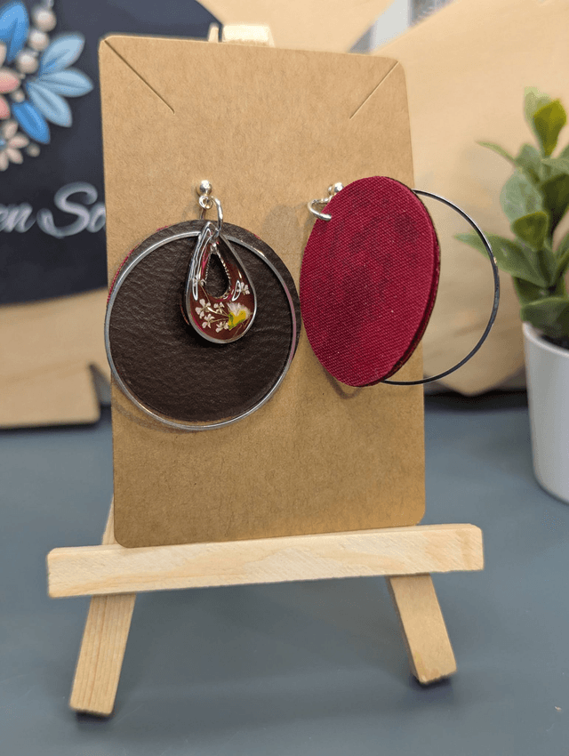 Boucles d'oreilles ronde avec pendentif en résine UV