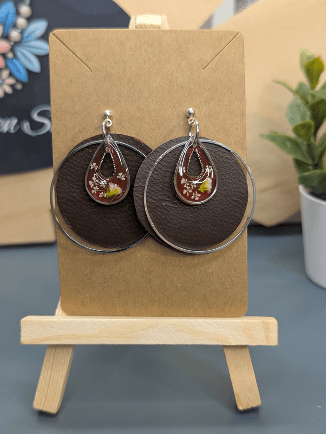 Boucles d'oreilles ronde avec pendentif en résine UV