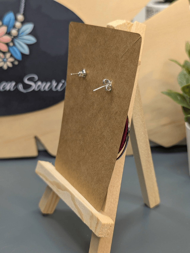 Boucles d'oreilles ronde avec pendentif en résine UV